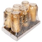 Rózsás üvegmécses arany 105gr 32,5cm 6db/#