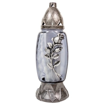 Rózsás üvegmécses szürke 105gr 32,5cm 6db/#