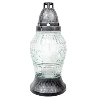 Csiszolt mintás üvegmécses ezüst 70gr 25cm 8db/#