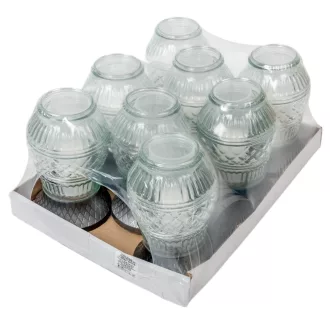 Csiszolt mintás üvegmécses ezüst 70gr 25cm 8db/#