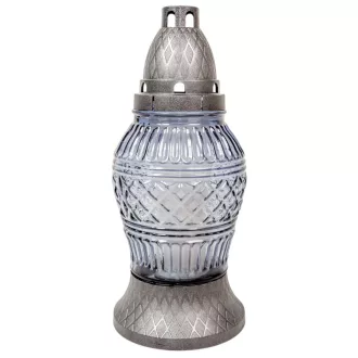 Csiszolt mintás üvegmécses szürke 70gr 24,5cm 8db/#