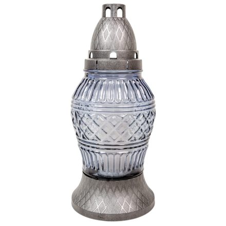 Csiszolt mintás üvegmécses szürke 70gr 24,5cm 8db/#