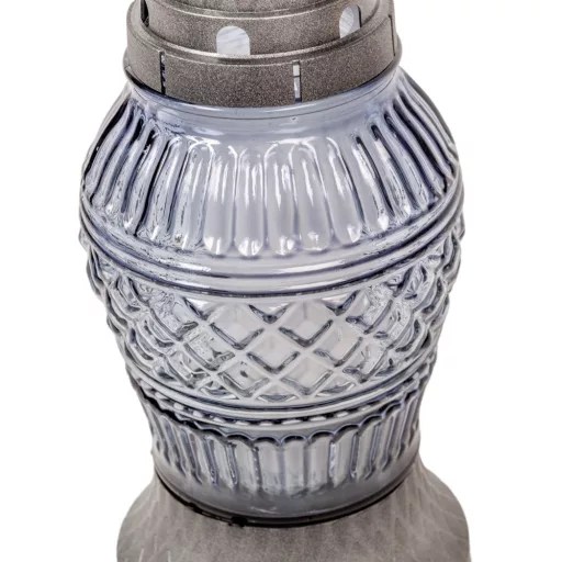 Csiszolt mintás üvegmécses szürke 70gr 24,5cm 8db/#
