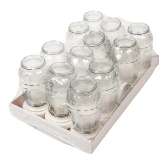 Szögletes nagy csepp üvegmécses fehér 40gr 20,5cm 12db/#