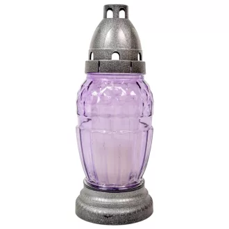 Szögletes nagy csepp üvegmécses lila 40gr 20,5cm 12db/#