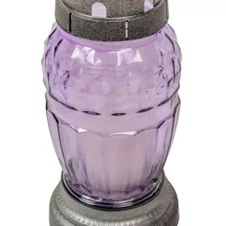 Szögletes nagy csepp üvegmécses lila 40gr 20,5cm 12db/#
