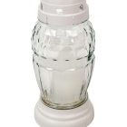 Szögletes nagy csepp üvegmécses fehér 40gr 20,5cm 12db/#