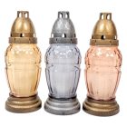 Szögletes nagy csepp üvegmécses lazac,arany,szürke mix 40gr 20,5cm 12db/#