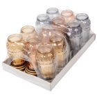 Szögletes nagy csepp üvegmécses lazac,arany,szürke mix 40gr 20,5cm 12db/#