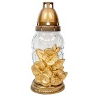 Orchideás nagy csepp üvegmécses arany 45gr 20,5cm 12db/#