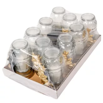 Orchideás nagy csepp üvegmécses arany 45gr 20,5cm 10db/#