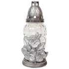 Orchideás nagy csepp üvegmécses ezüst 45gr 20,5cm 12db/#