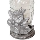 Orchideás nagy csepp üvegmécses ezüst 45gr 20,5cm 12db/#