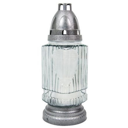 Hasáb forma üvegmécses fehér-ezüst 40gr 20,5cm 12db/#