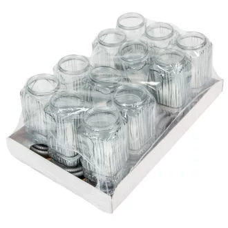   Szív mintás hasáb üvegmécsesfehér-ezüst 40gr 21cm 12db/#
