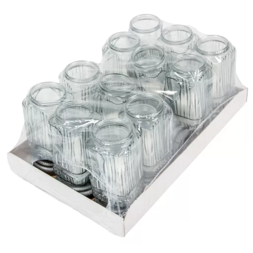 Szív mintás hasáb üvegmécsesfehér-ezüst 40gr 21cm 12db/#