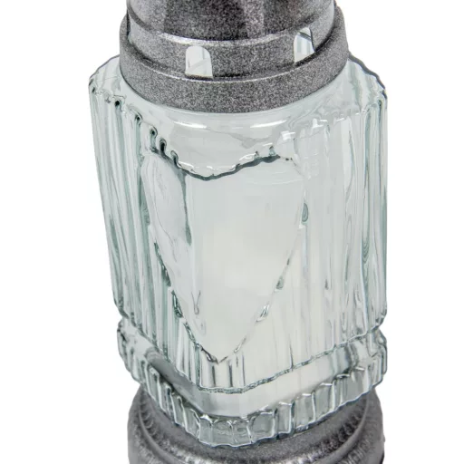 Szív mintás hasáb üvegmécsesfehér-ezüst 40gr 21cm 12db/#