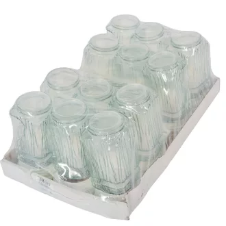 Szív mintás hasáb üvegmécses fehér 40gr 21cm 12db/#