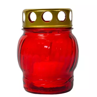 Kis gömb üvegmécses fém kupakos piros 25gr 9,5cm 10db/#