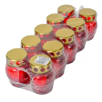 Kis gömb üvegmécses fém kupakos piros 25gr 9,5cm 10db/#