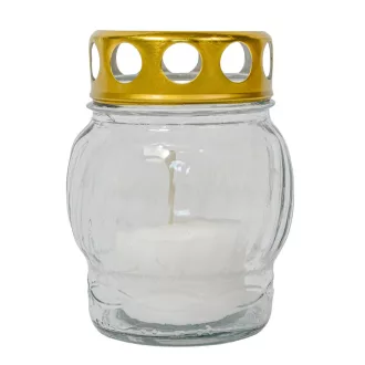 Kis gömb üvegmécses fém kupakos fehér 25gr 9,5cm 10db/#