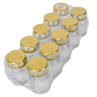 Kis gömb üvegmécses fém kupakos fehér 25gr 9,5cm 10db/#