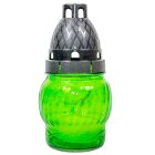 Kis gömb üvegmécses műanyag kupakkal zöld 25gr 14cm 10db/#