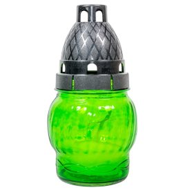   Kis gömb üvegmécses műanyag kupakkal zöld 25gr 14cm 10db/#