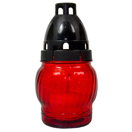 Kis gömb üvegmécses műanyag kupakkal piros 25gr 14cm 10db/#