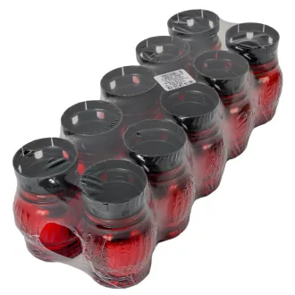   Kis gömb üvegmécses műanyag kupakkal piros 25gr 14cm 10db/#