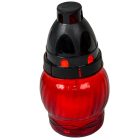 Kis gömb üvegmécses műanyag kupakkal piros 25gr 14cm 10db/#