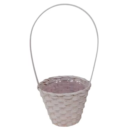 Bambusz füles kaspó fehér 14x36cm