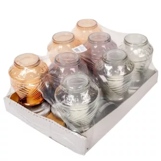   Bordás mintás üvegmécses lazac,fehér,lila mix 90gr 24,5cm 8db/#