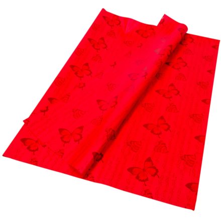 Csomagoló fólia pillangó és hangjegy mintával piros 70x100cm 5db-os