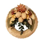 Szalma koszorú trópusi szárazvirág díszítéssel 15cm